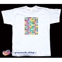 Koszulka pełnokolorowa z kolorowymi serduszkami